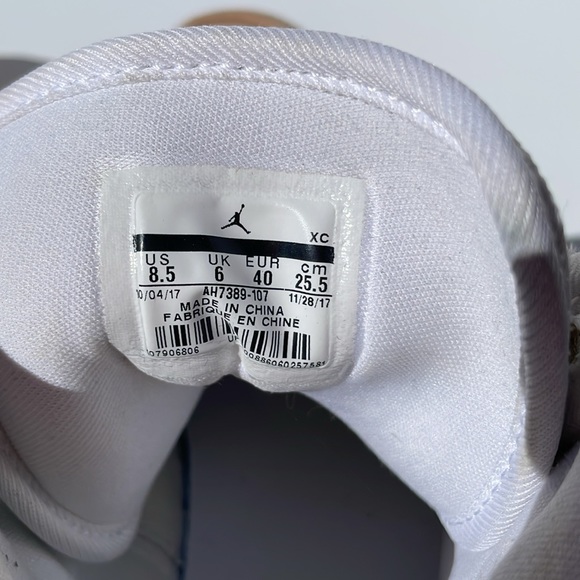 Dipped Retro Air Jordan 1 high top lustre white leather with tan toe & gold logo - Picture 10 of 10